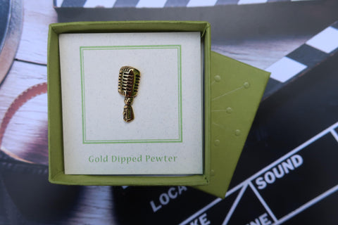 Microphone Gold Lapel Pin