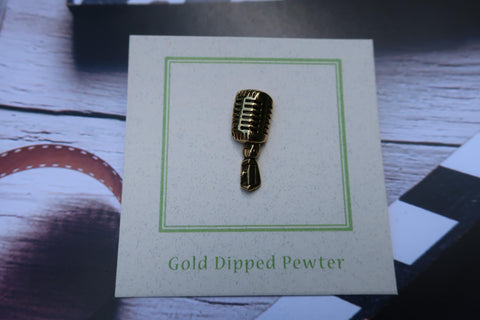 Microphone Gold Lapel Pin