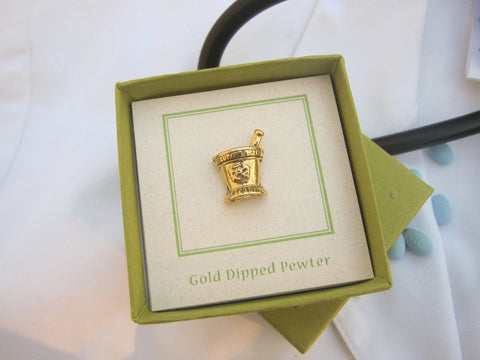 Mortar and Pestle Gold Lapel Pin