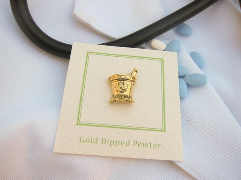 Mortar and Pestle Gold Lapel Pin