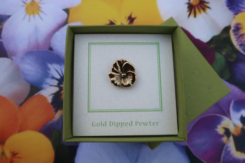 Pansy Gold Lapel Pin