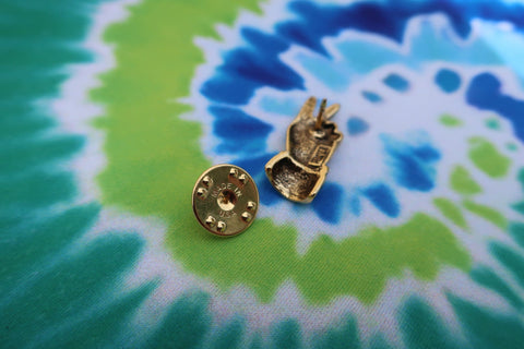 Peace Hand Sign Gold Lapel Pin