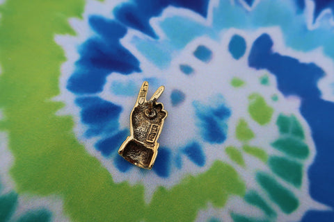 Peace Hand Sign Gold Lapel Pin