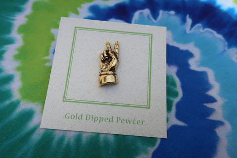 Peace Hand Sign Gold Lapel Pin