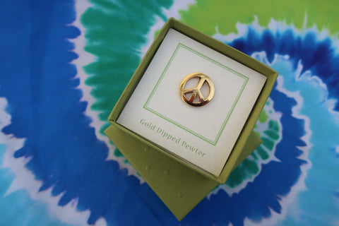 Peace Sign Gold Lapel Pin