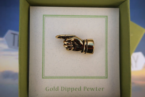 Pointing Finger Gold Lapel Pin