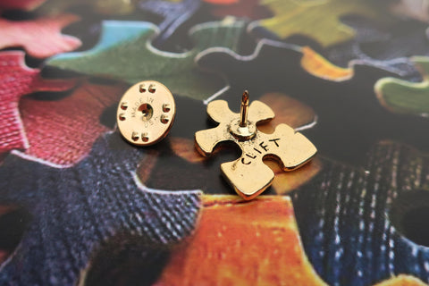 Puzzle Piece Gold Lapel Pin