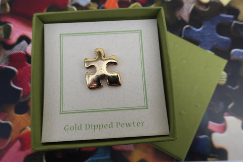 Puzzle Piece Gold Lapel Pin