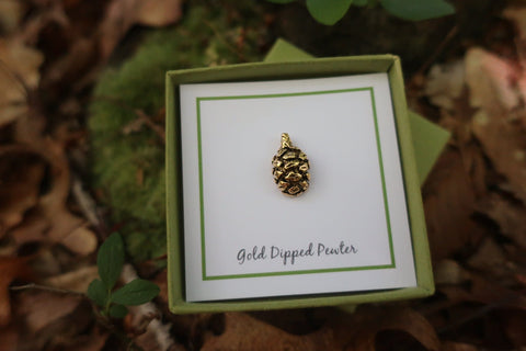 Redwood Cone Gold Lapel Pin