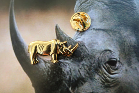 Rhinoceros Gold Lapel Pin