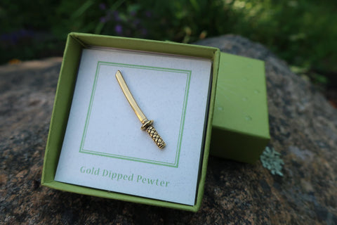 Samurai Sword Gold Lapel Pin