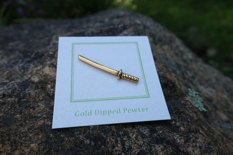 Samurai Sword Gold Lapel Pin