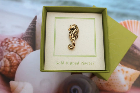 Seahorse Gold Lapel Pin