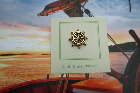 Ship's Wheel Gold Lapel Pin