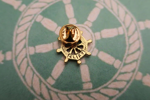 Ship's Wheel Gold Lapel Pin