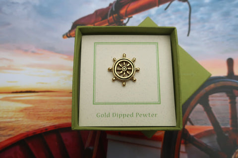 Ship's Wheel Gold Lapel Pin
