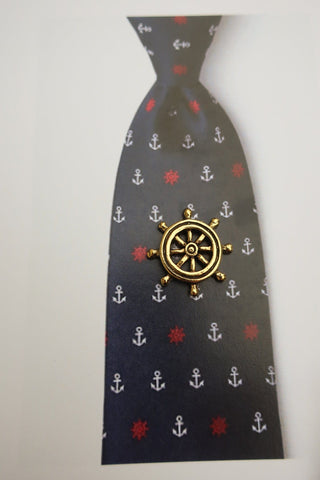 Ship's Wheel Gold Lapel Pin