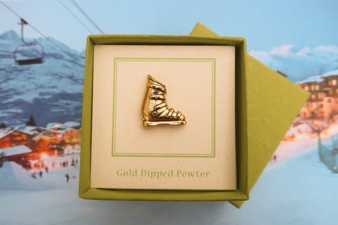 Ski Boot Gold Lapel Pin