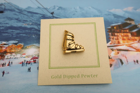Ski Boot Gold Lapel Pin