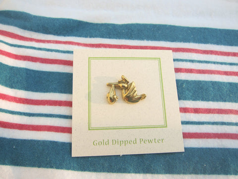 Stork Gold Lapel Pin