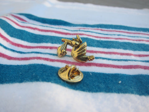 Stork Gold Lapel Pin
