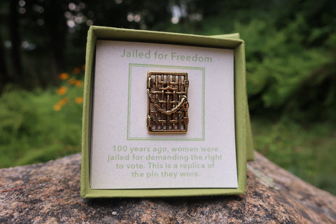 Suffragette Jail Door Gold Lapel Pin