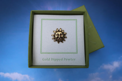 Sun Face Gold Lapel Pin