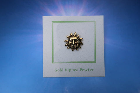 Sun Face Gold Lapel Pin