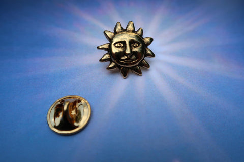 Sun Face Gold Lapel Pin