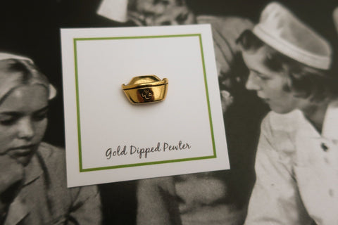 Vintage Nurse Hat Gold Lapel Pin
