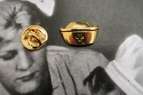 Vintage Nurse Hat Gold Lapel Pin