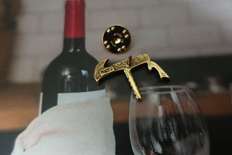 Waiter's Corkscrew Gold Lapel Pin