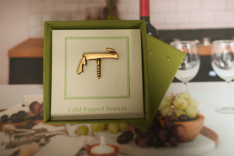 Waiter's Corkscrew Gold Lapel Pin