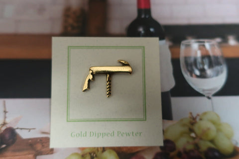 Waiter's Corkscrew Gold Lapel Pin
