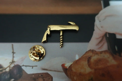 Waiter's Corkscrew Gold Lapel Pin