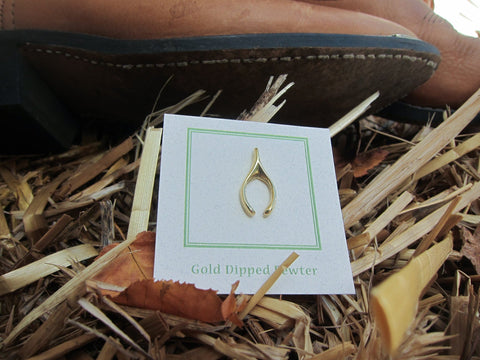 Wishbone Gold Lapel Pin