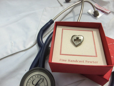Heart with Cross Lapel Pin