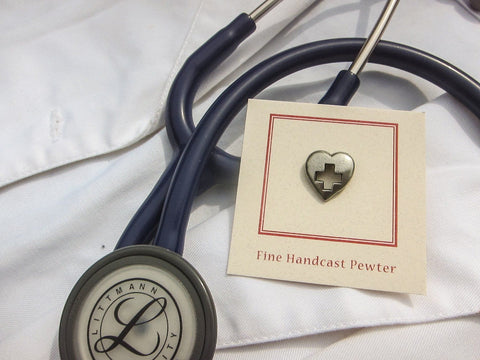 Heart with Cross Lapel Pin