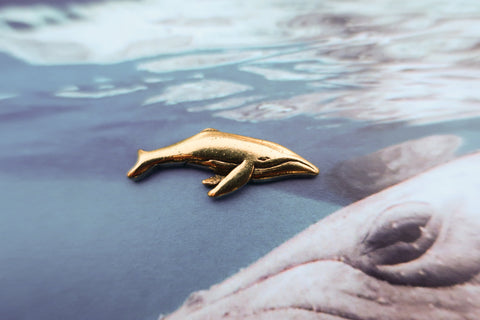 Humpback Whale Gold Lapel Pin