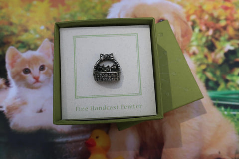 Kittens in a Basket Lapel Pin