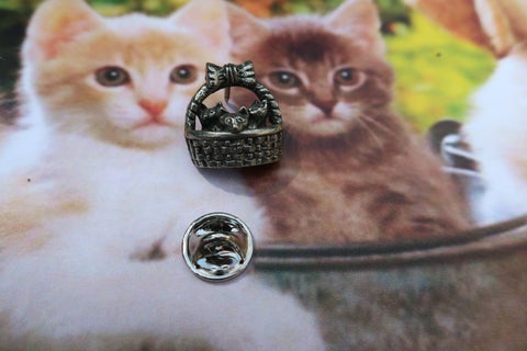 Kittens in a Basket Lapel Pin