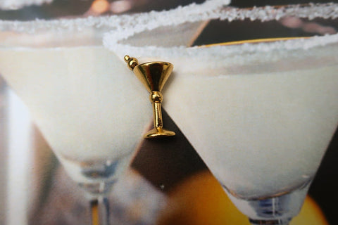 Martini Glass Gold Lapel Pin
