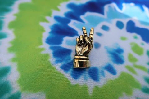 Peace Hand Sign Gold Lapel Pin