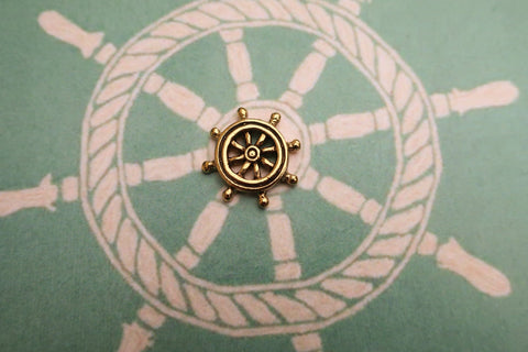 Ship's Wheel Gold Lapel Pin