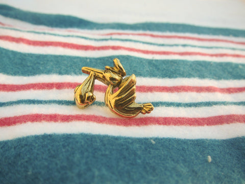 Stork Gold Lapel Pin