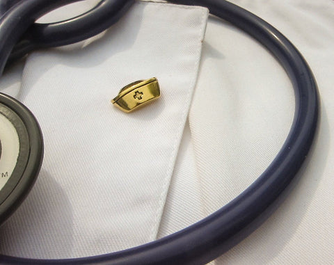 Vintage Nurse Hat Gold Lapel Pin